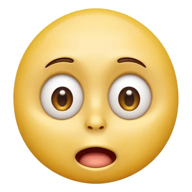 A 3D glossy yellow emoji face with a horrified expression, only large wide-open eyes, wide-open mouth, raised eyebrows, no nose, hands against its cheeks, vector style, black background, high quality, soft studio lighting sticker
