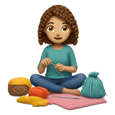 Girl crocheting  sticker
