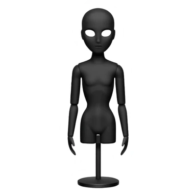Minimalistic flat vector icon, iOS style, thin black contour on white background. Matte black mannequin in front of in 3D monochrome style. skulpt sticker