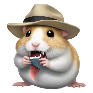 Hamster eat shark and wear hat sticker