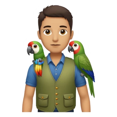 Walker + parrot on shoulder, Pet Walkers, Full body. sticker