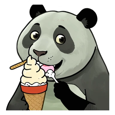 Panda eating ice cream sticker