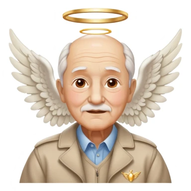 elderly grandfather with angel wings and halo sticker