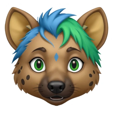 hyena with blue and green hair sticker