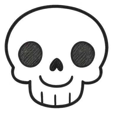 Make the skeleton head look more realistic using only black lines, no color, no shading. Keep it friendly and not scary, front view. sticker