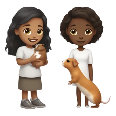 Black Little girl with lighter skin and dark brown hair Feeding a Guinea pig sticker