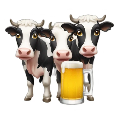 Three cows enjoying beer sticker