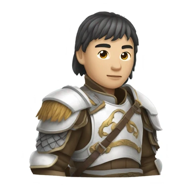 a mongolian soldier  with white skin and leather armor on a horse from the side sticker