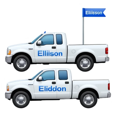 SINGLE WHITE PICKUP TRUCK SIDE VIEW "EllisDon" WRITTEN ON SIDE OF TRUCK BLUE LETTERS sticker