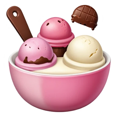 Neapolitan ice cream scoops in a bowl sticker