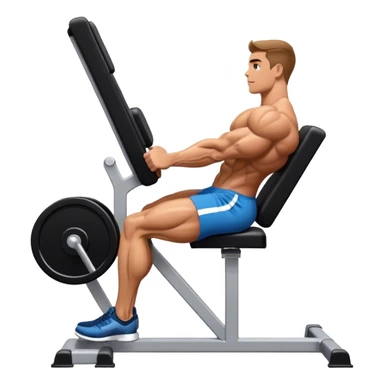 side-view bodybuilder seated weighted calf-raise machine lower leg exercise sticker