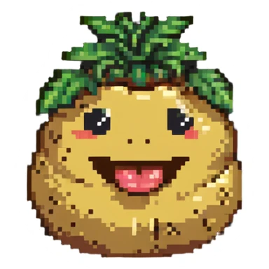 smiling potato tuber with mouth and eyes sticker