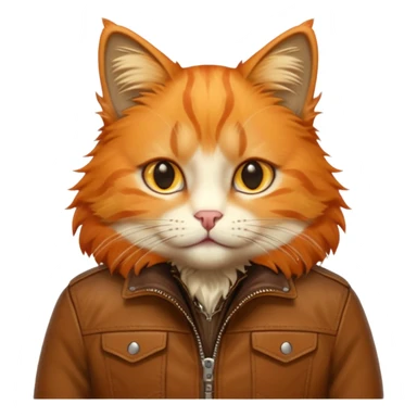orange cat with brown leather jacket sticker