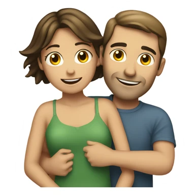 caucasian man hugging brunette girl sticker