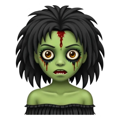 Faça uma menina de cabelo liso preto com franja zumbi cabelo longo 🧟‍♀️ faça ela assim sticker