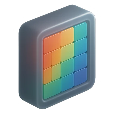 matte glass style 3D object with a colorful tile pattern visible inside sticker