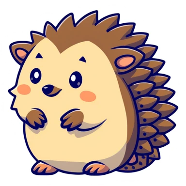 cute hedgehog with spiky back sticker