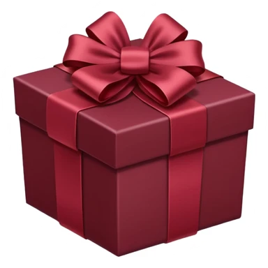 Maroon gift box with white wrapping sticker