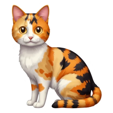 full body anxious looking colourful patchy calico tabby cat sticker
