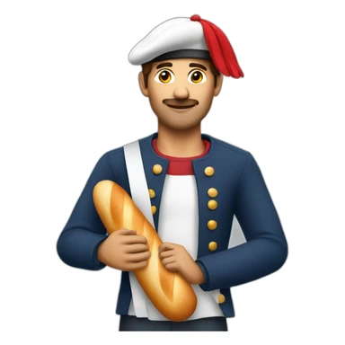 french man with red beret and a baguette sticker