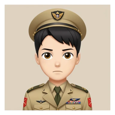 Levi Ackerman with black undercut hair, stern face, Scout Regiment uniform, against yellow background sticker