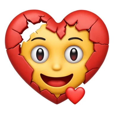 Emoji face holding a ripped out heart sticker