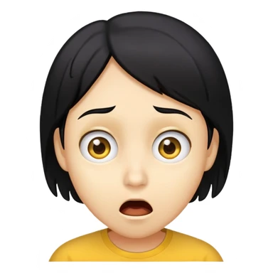 Black hair ,yellow face,surprised  sticker