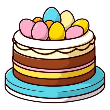 Traditional mona de pascua cake with chocolate eggs sticker