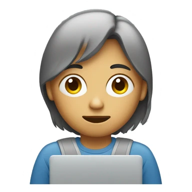 sad gender-neutral person with laptop sticker