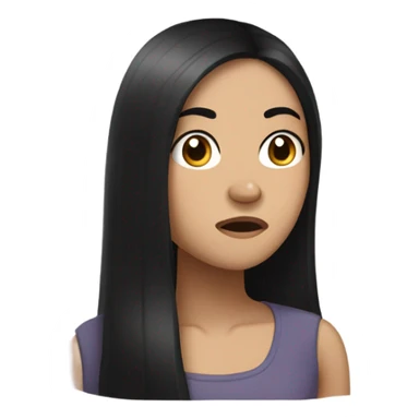 super annoyed white asian girl with long black hair sticker
