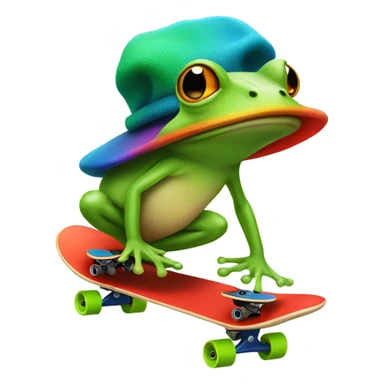 Frog with a mushroom hat skateboarding sticker