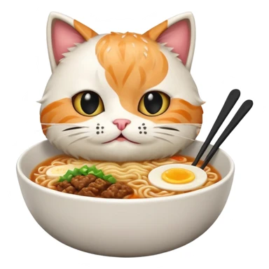 burger cat eating a bowl of ramen sticker