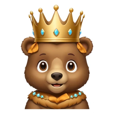 Bear Prince – brown bear cub with a shiny bronze crown, gentle smile. sticker