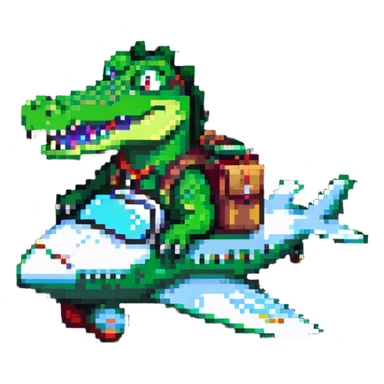crocodile riding on an airplane sticker