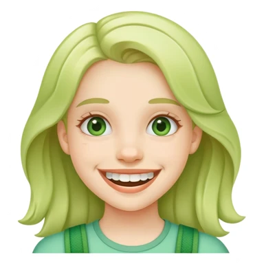 girl with green braces on her teeth smiling sticker