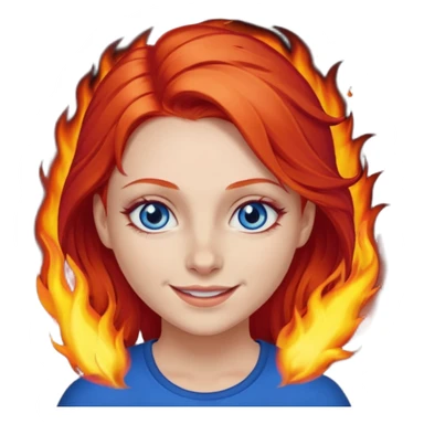A girl with flaming red hair and intense blue eyes. Delicate dark circles under her eyes give her a slightly tired look, and her smile belies any fatigue. sticker