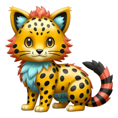 Glossy Sparkly Gembound Crystal-covered Spotty Stripy Hairy Floofy-Poofy Liepard-Linoone-Litten-Pokémon-fusion-creature (full body) sticker