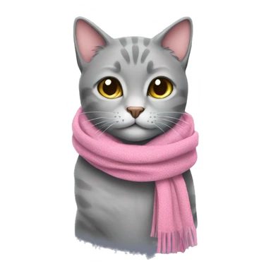 Grey cat with a pink scarf sticker