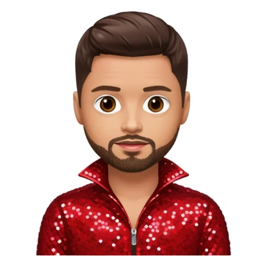 Keith Duffy from Boyzone with dark brown hair, light skin, red sequin outfit sticker