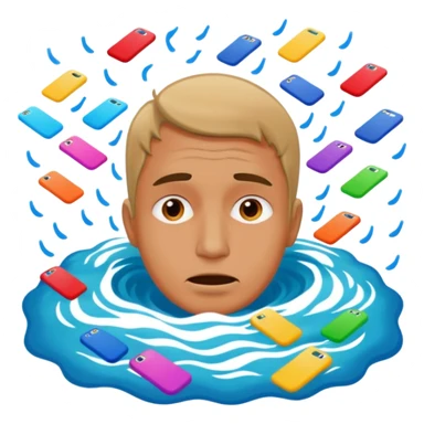 man drowning in messages sticker