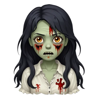 garota zumbi com cabelo preto ondulado longo blusa branca sticker