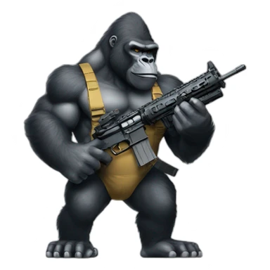Big Buff Gorilla holding an AR-15 gun sticker