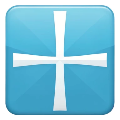 simple flat cyan blue square icon with a clean white greek cross like thsi: ☩ sticker
