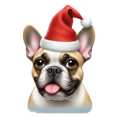 French bulldog wearing a Christmas hat sticker