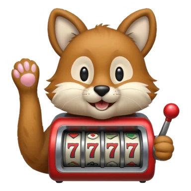 animal playing a slot machine sticker