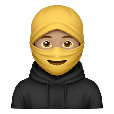 masked yellow emoji covering head and face / rap style like yeat kinda cloth covering head and face. rap style and minimalistic and mysterious sticker