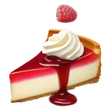 Slice of cheesecake topped with raspberries and sauce sticker