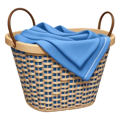 white LAUNDRY BASKET WITH FOLDED blue CLOTHES sticker