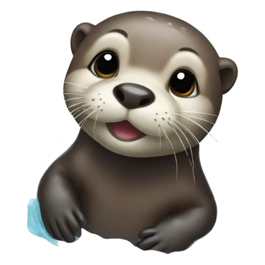 baby otter in the water sticker