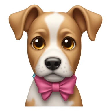 dog wearing a bow sticker